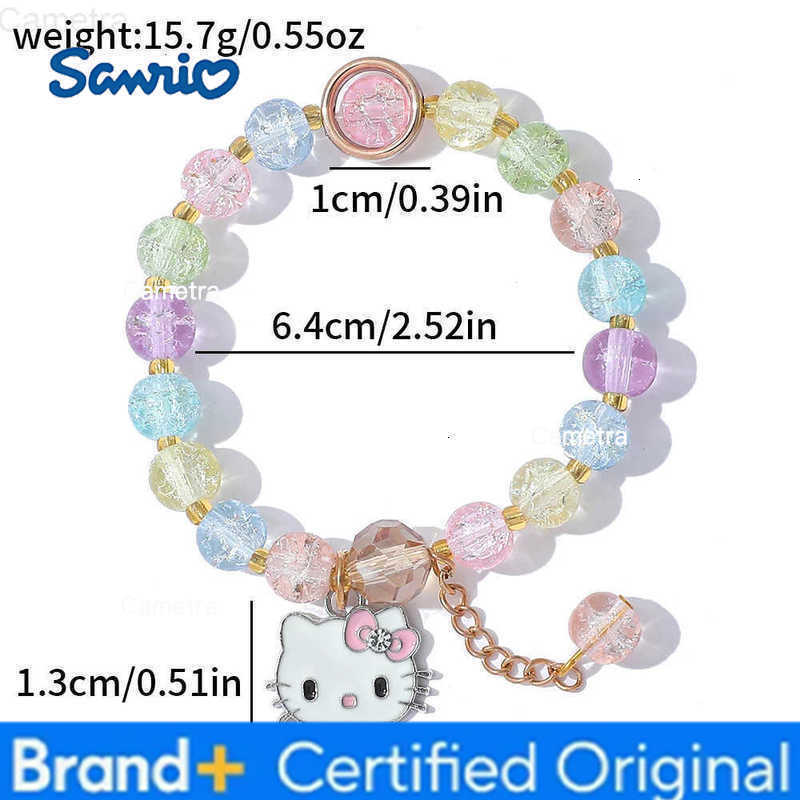 Sanrio Hello Kitty Kuromi Colored Bead Bracelet Fashion Bangle for Girls Creative Cartoon Figure Accessory Cute Gift Holiday H251229