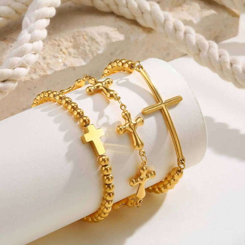 316L Stainless Steel Cross Bracelet for Women, Fashion Adjustable Chain Religious Christian Jewelry 25H1229