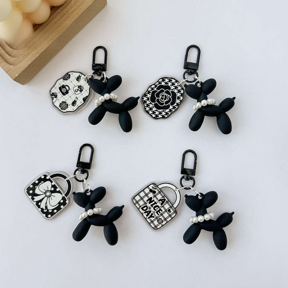 Camellia Pendant Balloon Dog Keychain Keychain Designer Women's Handbag Accessory Car Key Charm