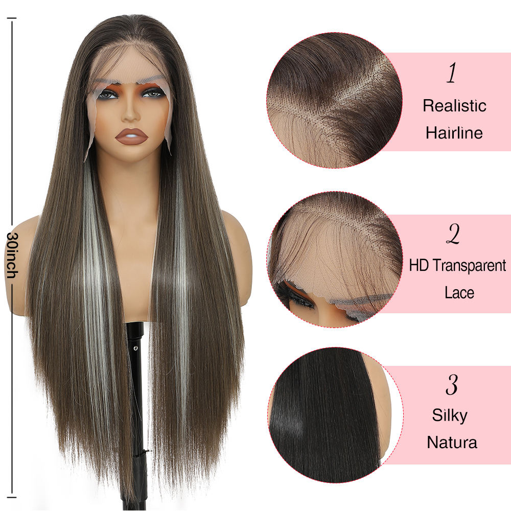 Gladys Wholesale Premium Heat-Resistant Fiber Front Synthetic Lace Wig Black Women's Transparent Lace Wig