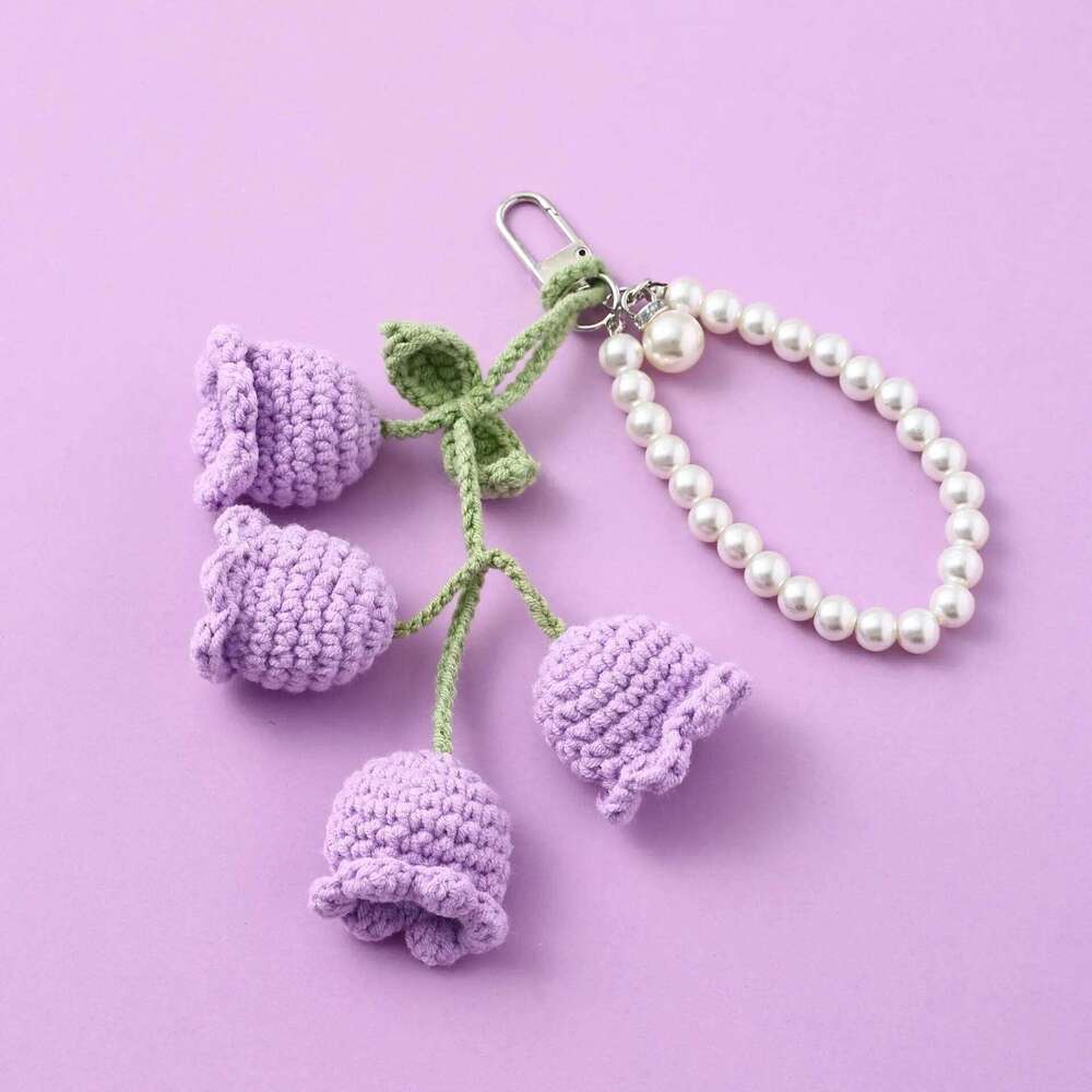 ZAKOL Handmade Knitted Keychain Keyring Women Crocheted Wool Flower Leaf Key Ring Chains Handbag Charms Gifts