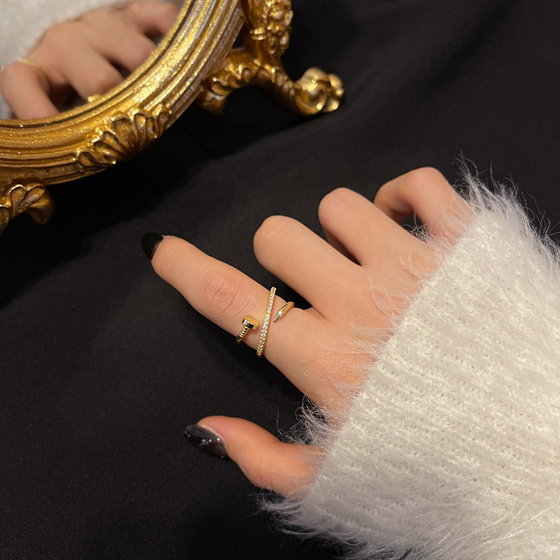 Luxury Brand Designer Jewelry Multi-Layer Nail Ring Open Creative Temperament Ins Exaggerated Personality Open Adjustable Ring Index Finger Ring