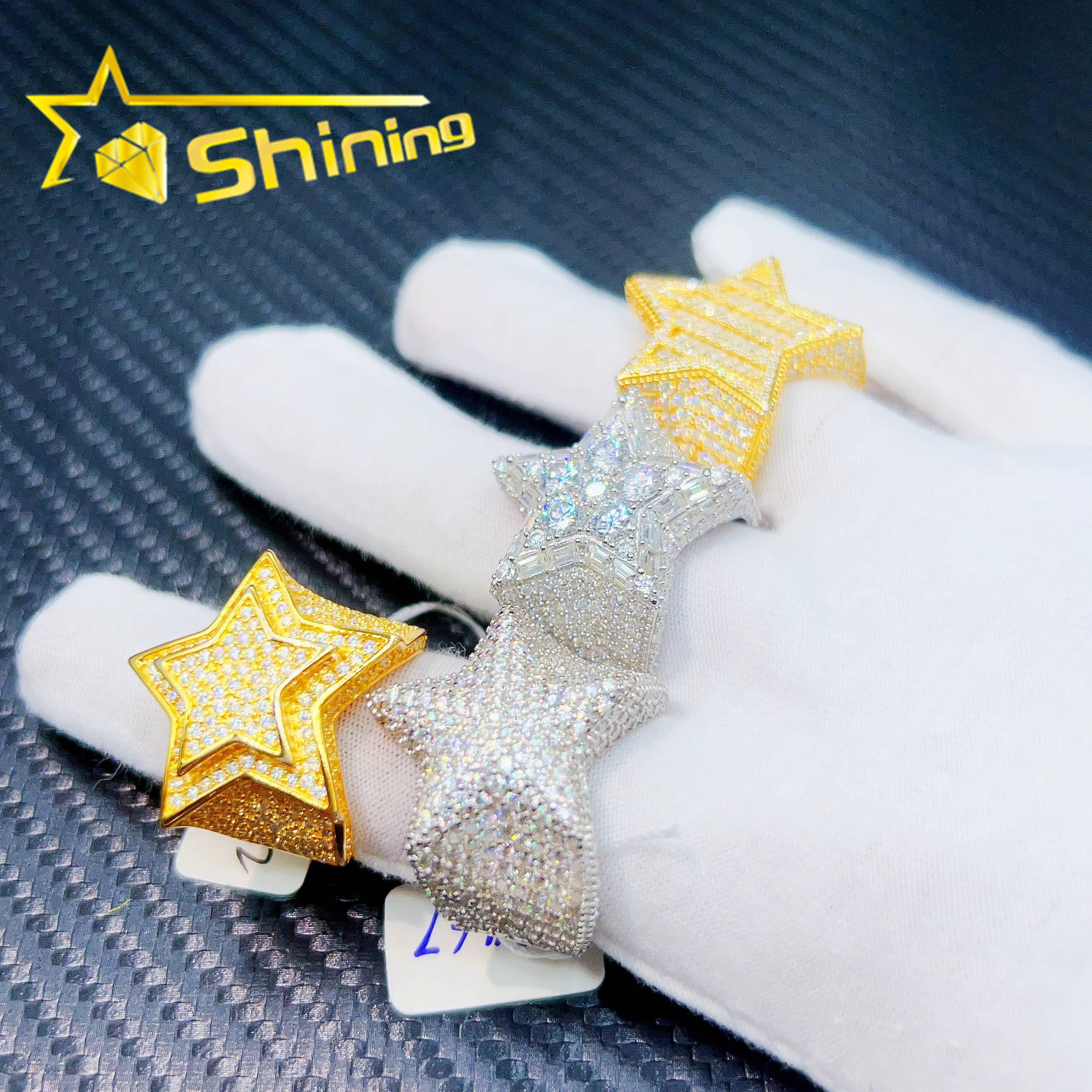 Wholesale Price 925 Sterling Silver Star Design Vvs1 Diamond Moissanite Men Hip Hop Iced Out Ring