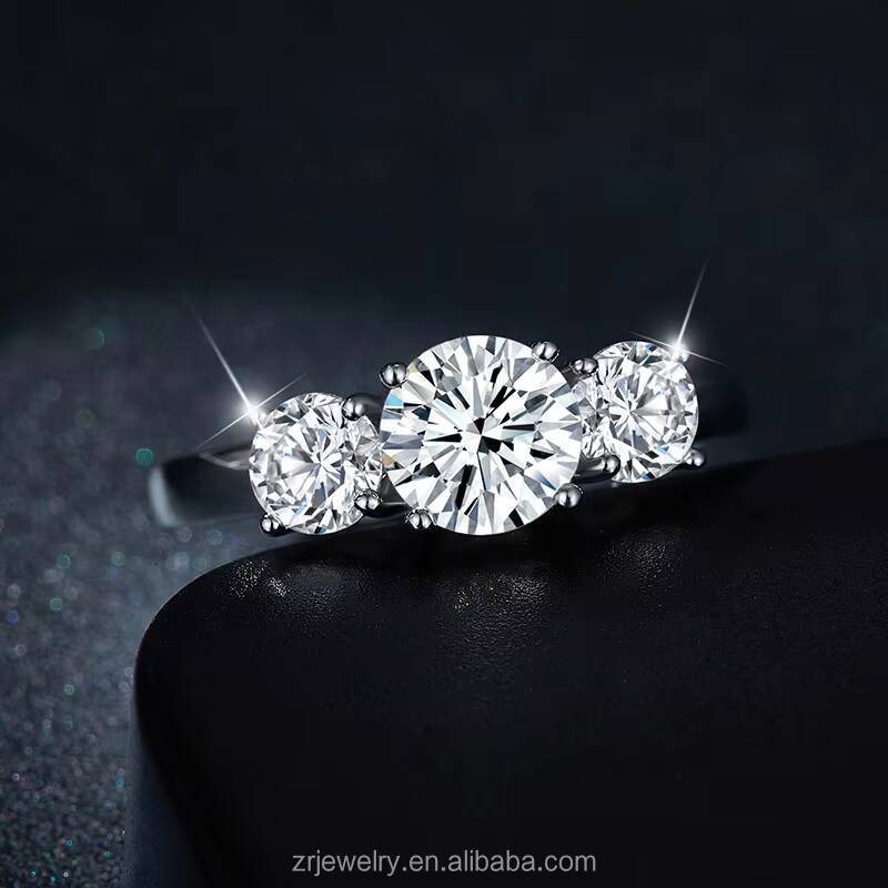 Telula 5ct Color Triple Stone Moissanite Rings S925 Sterling Silver 18k Plated Gra Certified Vvs Round Cut Moissanite Ring