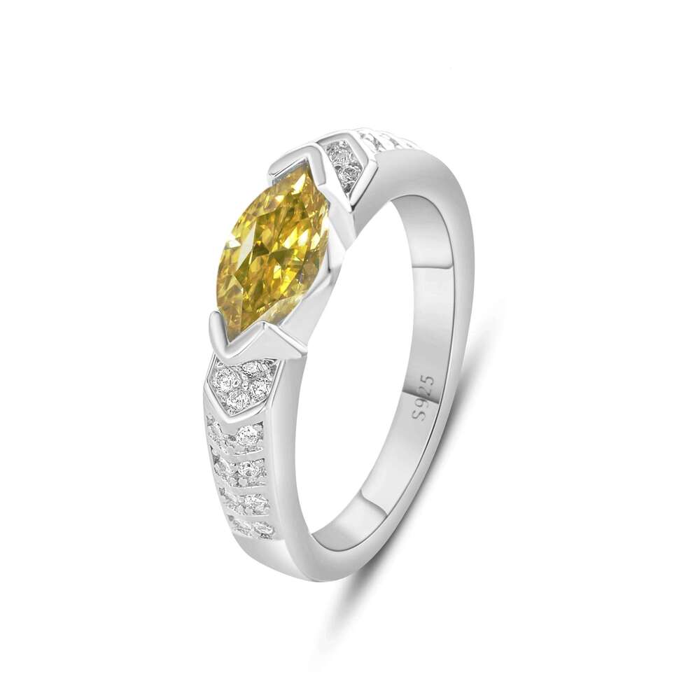 1ct marquise shaped moissanite ring for charm lady S925 Sterling Silver 18k Gold Plated Wedding Band Promise Diamond Rings 88e