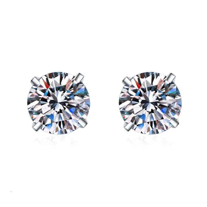 18K gold diamond studded classic and minimalist 1-Ct earrings, PT950 platinum fashionable earrings 586