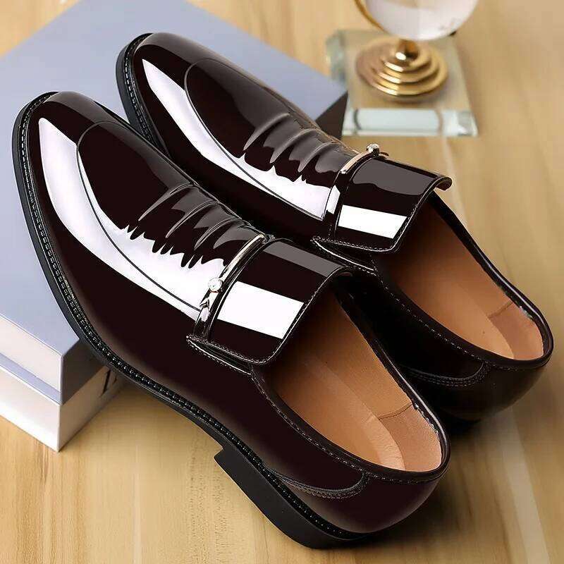Patent leather business shoes, casual pointed-toe shoes, men's casual shoes, party and wedding extra shoes LEEGO LENS