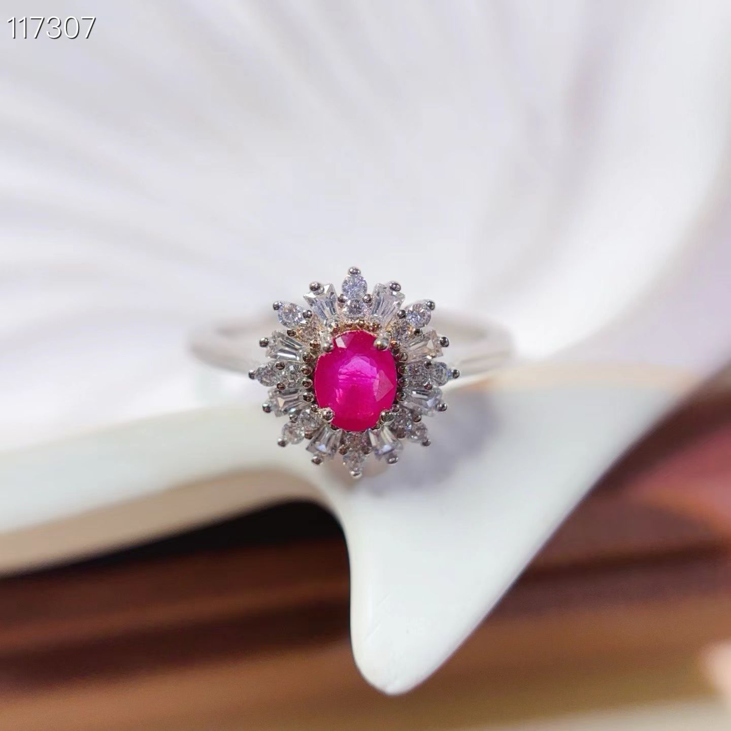 Sparkling natural ruby ring with certificate solid 925 silver ring 4mm*5mm 0.4ct genuine ruby silver jewelry
