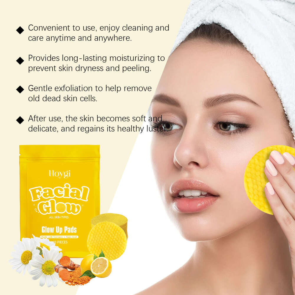 Hoygi Turmeric Pads Gentle Cleansing for Facial Improves Dull Skin Cleanses Soothes Nourishes