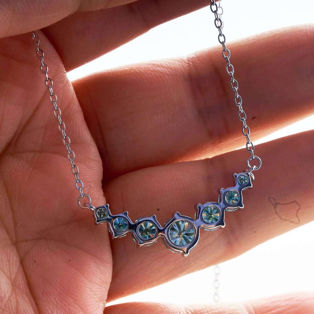 Real 1.7/2.8/5cttw Full Moissanite bluegreen Pendant Necklace for Women S925 Silver lab Diamond Chain Necklaces fine Jewelry efc