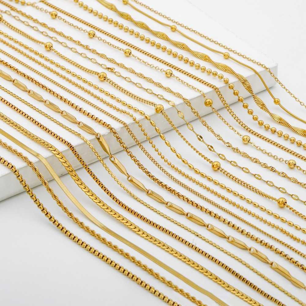 Solid color 24k gold necklace Itan Link Curb chain necklace mens Claccic wedding luxury jewelry gift X241123