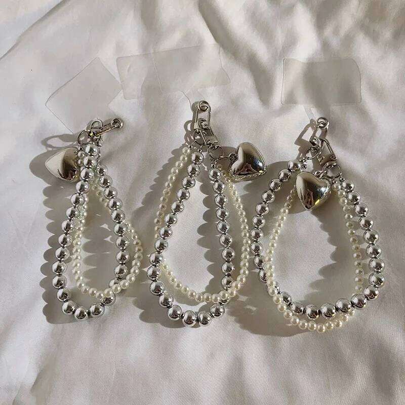 ZAKOL Love Sliver Color Bead Phone Charm With Y2K Accessories Camera Bag Pendant Hanging with IPhone Keychain