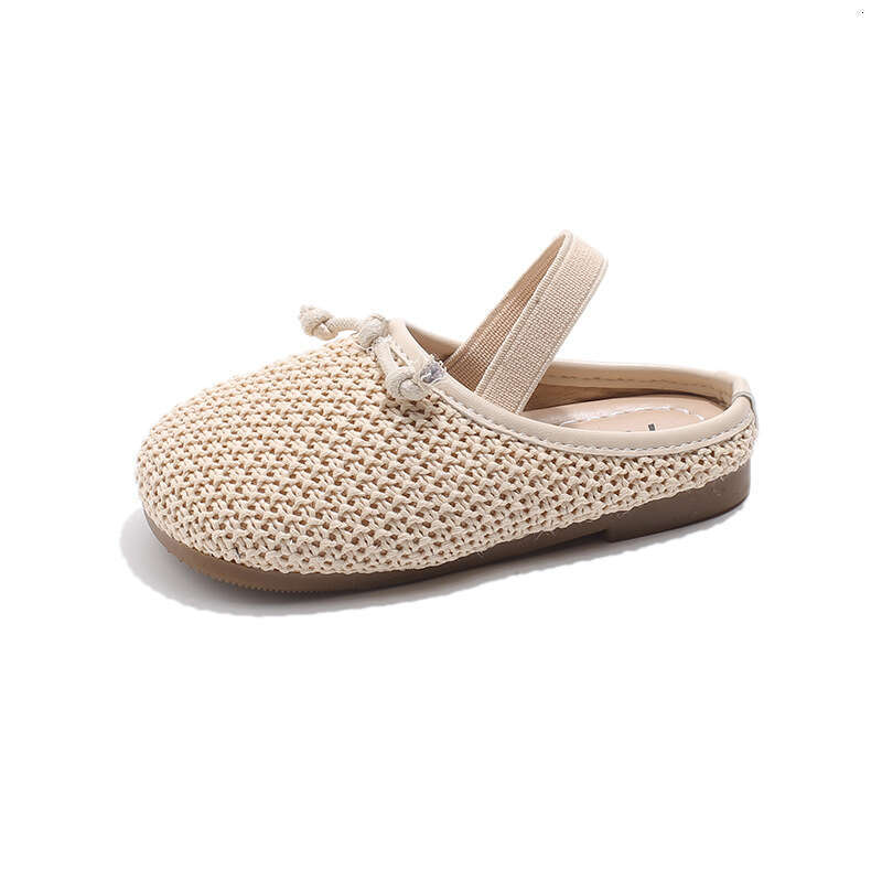 Children's Woven Sandals 2025 Summer New Korean Style Girls' Bow Princess Shoes Versatile Two-Way Wear Slippers