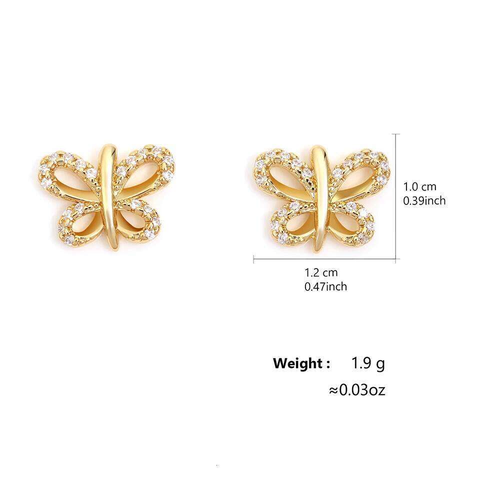 ZAKOL Exquisite Simple Cubic Zirconia Butterfly Stud Earrings for Women Girls Korean Fashion Everyday Ear Accessories