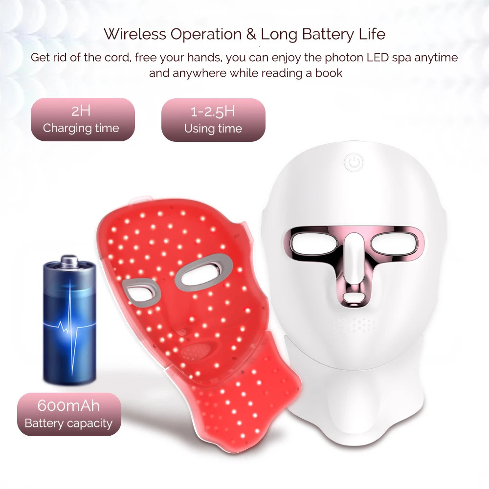 LED Face Mask with Neck Facial Radiofrequency Red Light Therapy For Skin Tightening Lifting Anti-aging Bio-Light Beauty Devices 251222