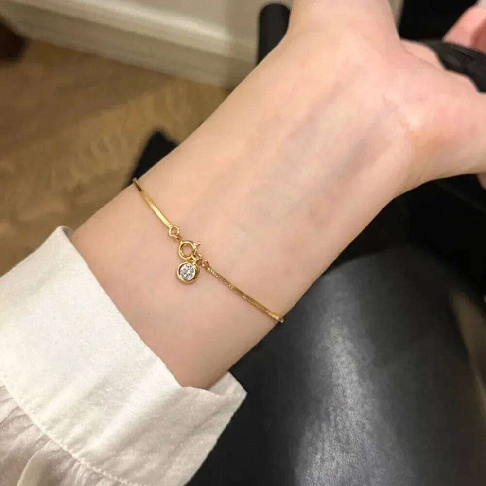 Stainless Steel New High-End Jewelry Minimalist Zircon Charm Blade Chain Womens Bracelet 25H1229