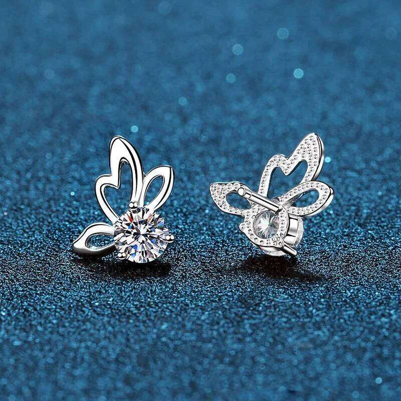 18K gold set with diamonds PT950 platinum butterfly classic 0.5 Ct earrings, moissanite simple earrings c66