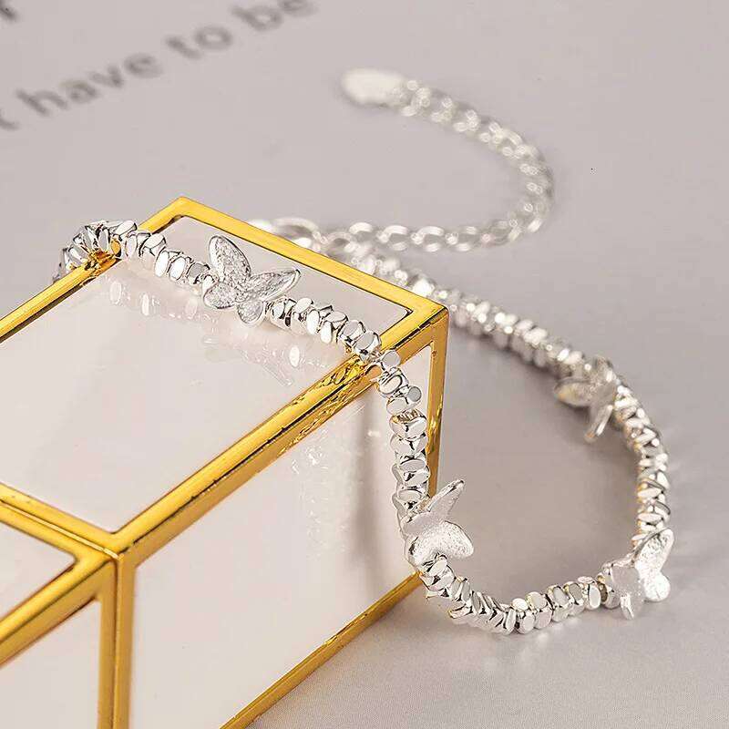 VENTFILLE 925 Sterling Silver Butterfly Bracelet for Girl Bead String Design Insect Fashion Versatile Jewelry Gift 25H1229