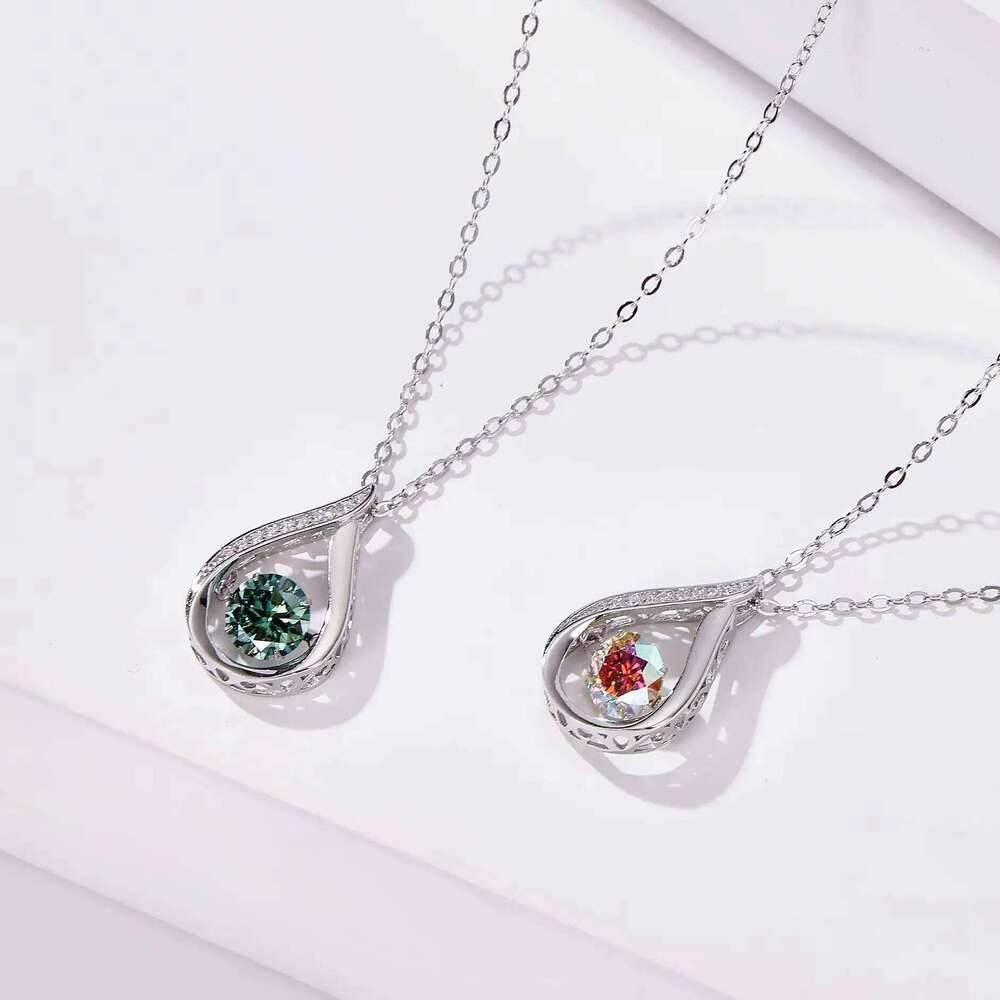 1CT Pass Tested GRA certified Moissanite Necklace for Women Sterling 925 Silver Lab-created Diamond Pendant with O-chain d8e