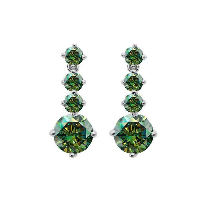 Luxury 925 Sterling Silver Full Lab Moissanite drop earrings total 2.6 carat blue green color women moissanite earring Jewelry abb