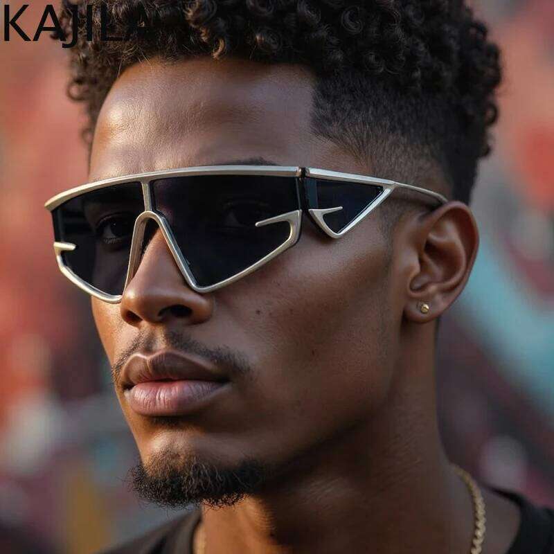 Y2k Punk Square Shield Sunglasses Men Luxury Brand Vintage Irregular Steampunk Windproof Sun Glasses For Women Shades Uv400