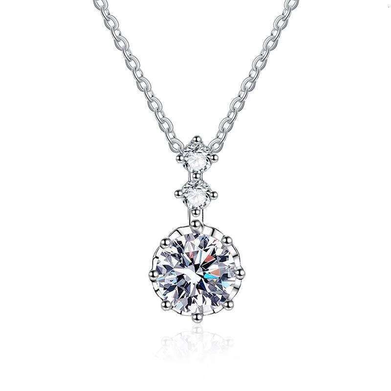 1ct 6.5mm D Color Moissanite Diamond Pendant Necklace 925 Sterling Sliver Neck Chain Necklaces with GRA Gift for Women e6f