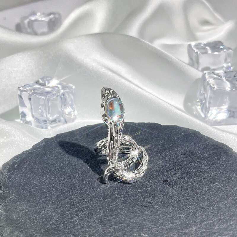 Punk Trendy Cool Snake-Shaped Open Unisex Hip-Hop Fashion Personality Index Finger Minimalist Style Temperament Ring