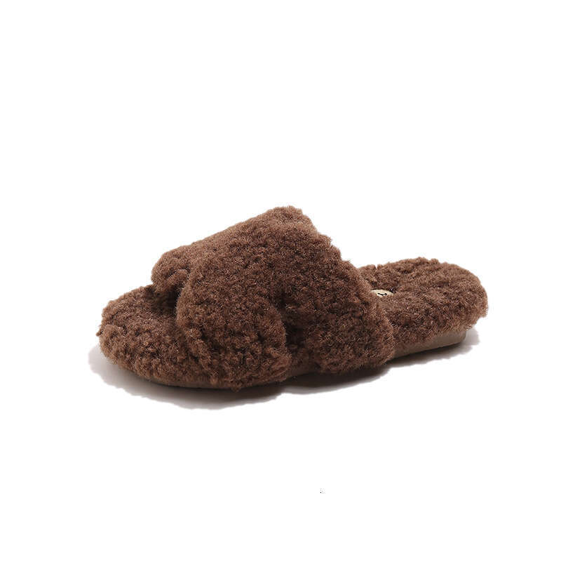 Children's Retro French Style Slippers 2025 Autumn Winter New Korean Version Girls' Soft Sole One-Word Furry Shoes