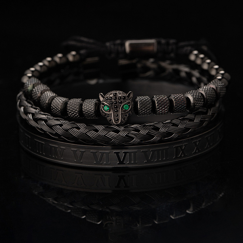 Luxury Brand Designer Jewelry European And American Pineapple Bead Leopard Head Zircon Braided Bracelet Twist Bracelet Roman Numeral Bracelet Set Comb