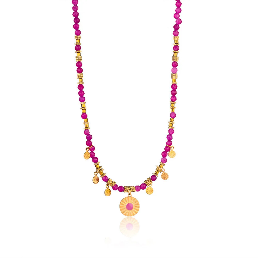 on Necklace Stainless Steel Natural Stone Bead Pendant Suitable for Womens Beach Parties European American Style 251224