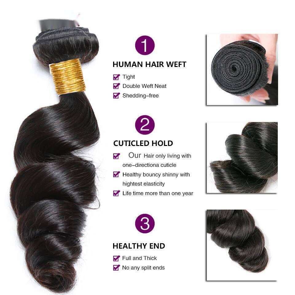 Loose Deep Wave Human Bundles With 4X4 5X5 6X6 Transparent Lace Closure Frontal HD Raw Virgin Bundle Hair Extension VMS