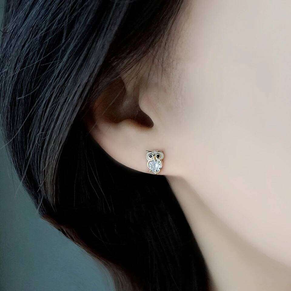 ZAKOL AAA Cubic Zirconia Gold Color Owl Stud Earrings Women for Dance Party Cute Girl Gift Luxury CZ Ear Jewelry