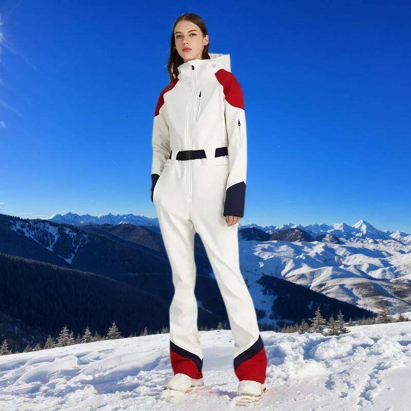 New One-Piece Warm Slim Suit Women's Outdoor Sports Anti-Wear Jumpsuit Fit Skiing Windproof Waterproof Breathable SPLELED