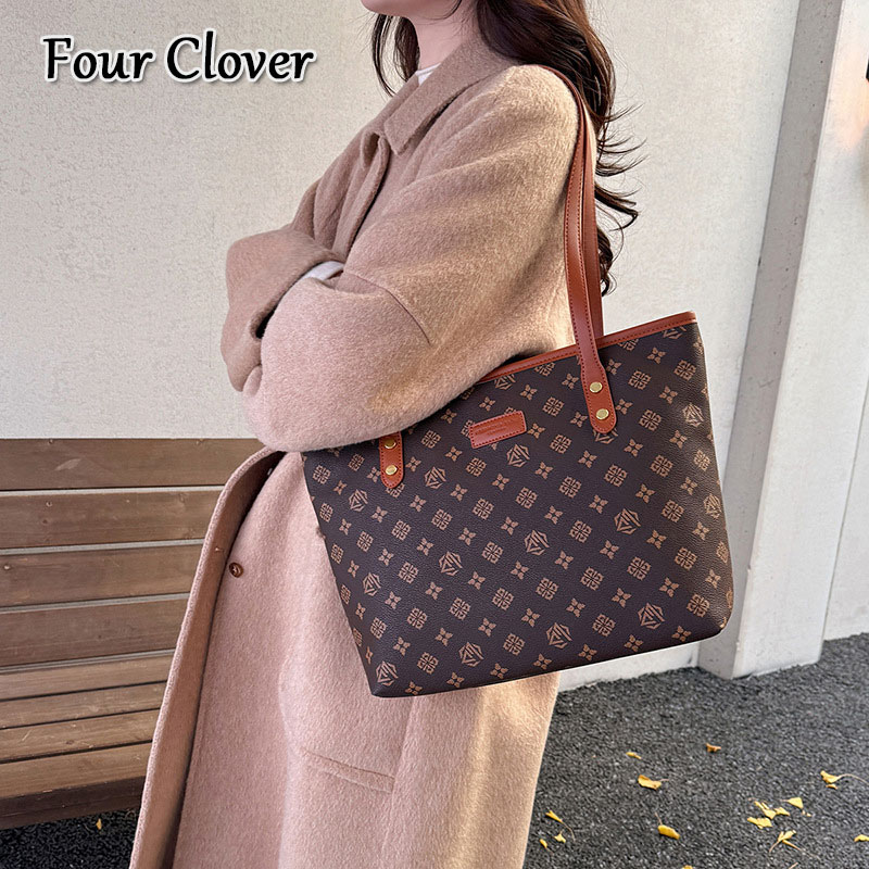 New luxury handbag with high-end retro feel, large capacity tote, fashionable and high-quality shoulder bag for women, shopping handbag, underarm bag