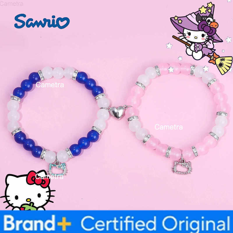 Sanrio Cartoon Cute Hello Kitty Bracelet Student Girl DIY Blue Pink Beads Bracelets Cosplay Prop Bangle for Women Jewelry Gifts H251229