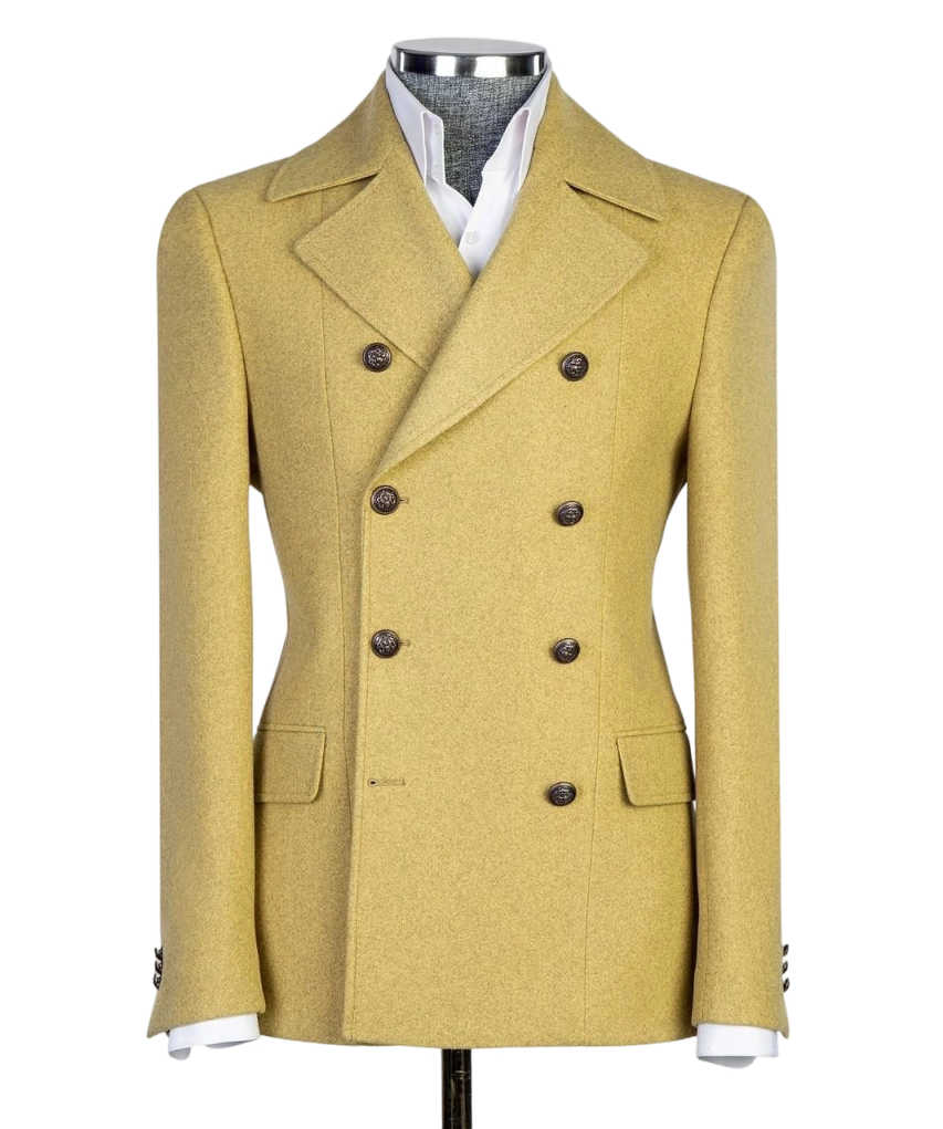 Jacquard Men's Suit Peaked Lapel Tuxedos Two Button Double Breasted Groom Wear Business Party 2-pieces Customized