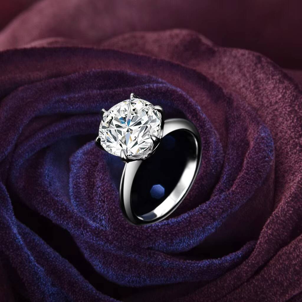 Custom 10ct Moissanite Ring Round Cut VVS S925 Sterling Silver Gold Plated Ring Moissanite Engagement Ring