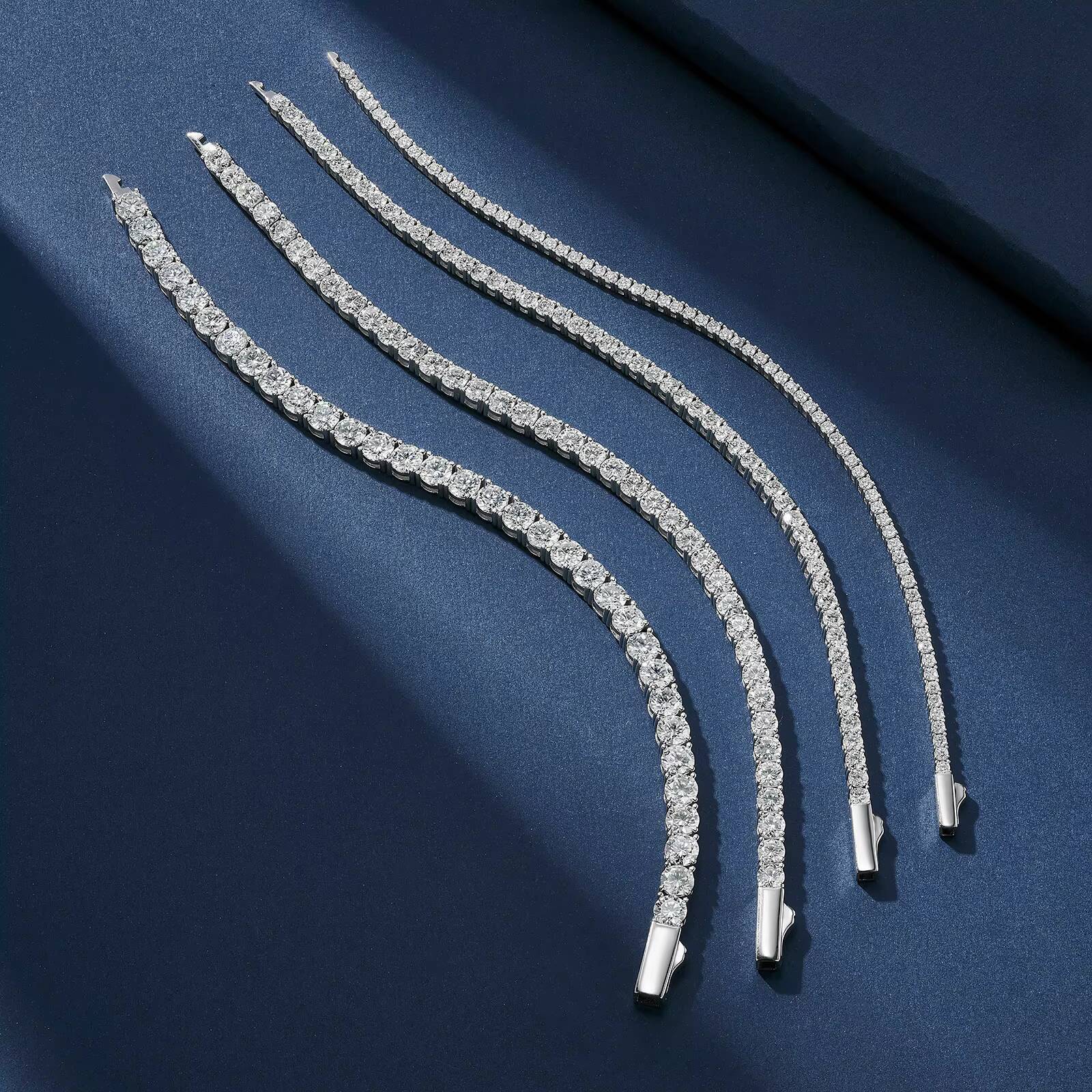 2mm 3mm 4mm 5mm S925 Sterling Silver Moissanite Tennis Bracelet Versatile Shining Jewelry 201 to 1634 CTW