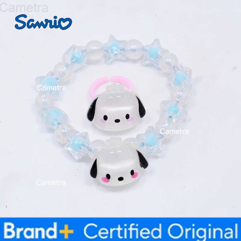 Sanrio Crystal Bracelet Kuromi My Melody Cinnamoroll Cute Anime Cartoon Girls Ring Jewelry Set For Girl Birthday Party Gift H251229