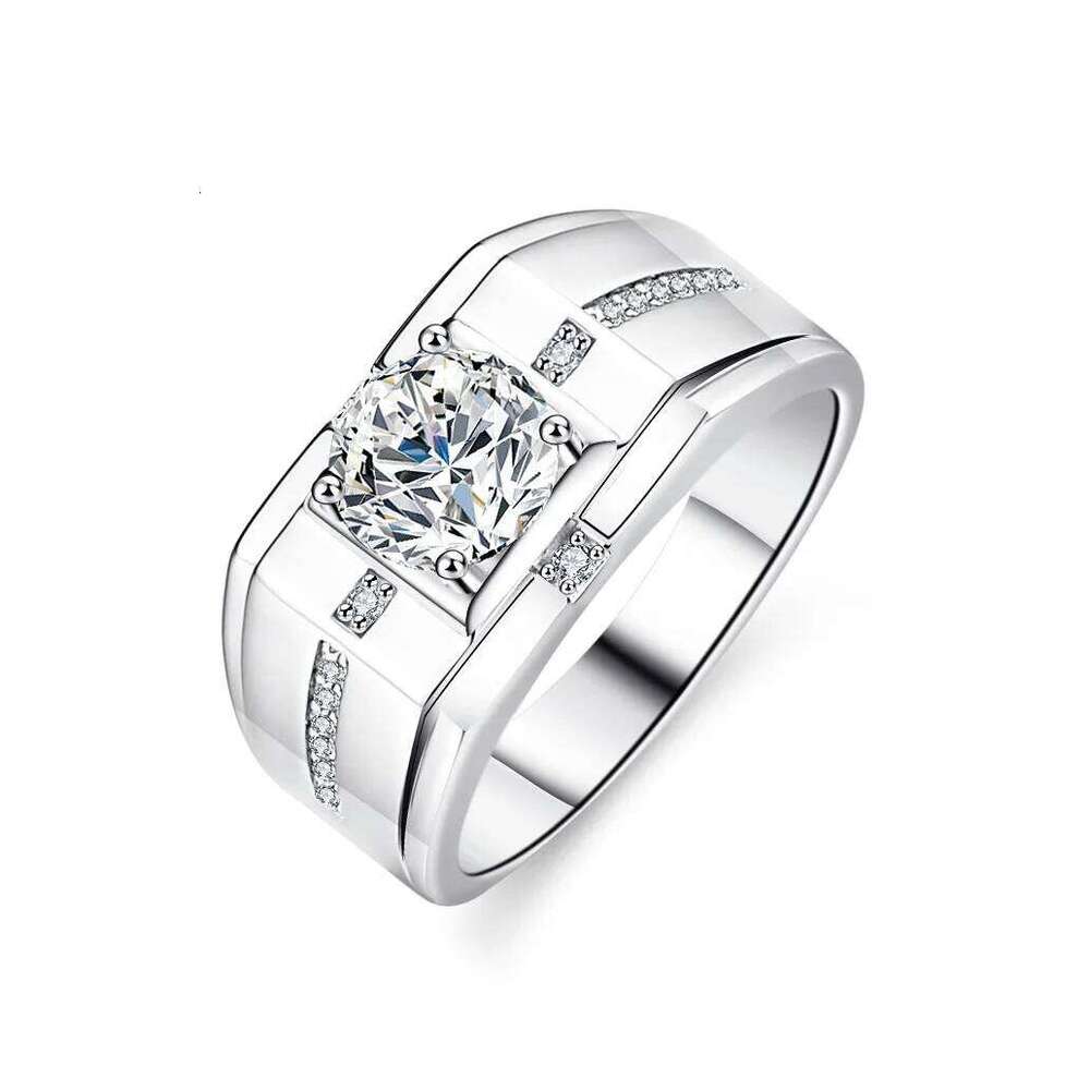 18K goldS PT950 platinum moissanite fashion cold style simple and atmospheric men's wedding ring 7f0