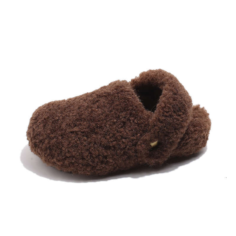 INS Closed-Toe Half 2024 Autumn Winter New Korean Style Children's Fleece-Lined Two-Way Wear Fluffy Lazy Slip-On Slippers