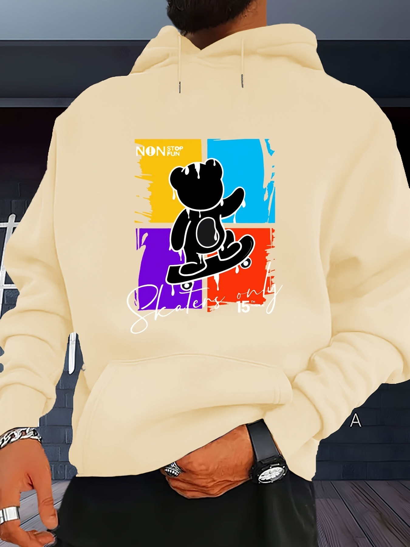 What It's Print Versatile Long Sleeve Comfy Hooded Sweatshirt Casual Top for Spring Autumn Men's Clothing Outdoor