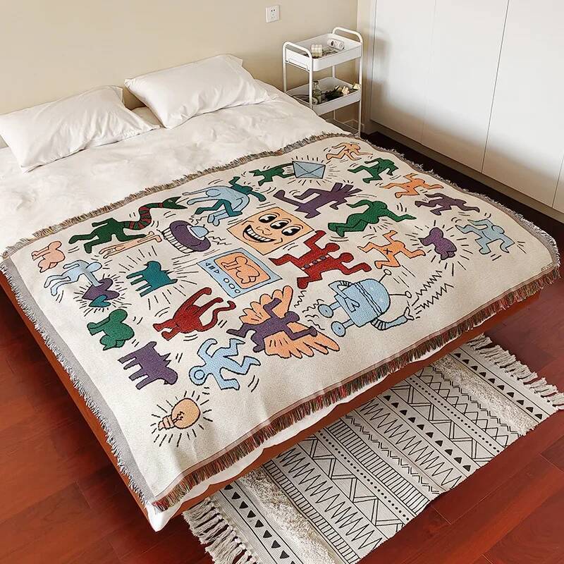 Bestseller Bohemian Style Cotton Yarn Jacquard Cover Blanket Decoration with Tassels Linen Hotel Flag Bed End Towel ddmytues