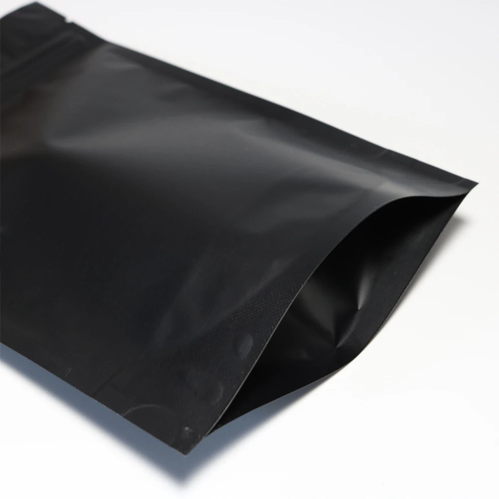 High Quality 100pcs Heat Seal Zip Lock Package Bags Aluminum Foil Mylar Tear Notch Matte Black Stand Up Bag Wholesale 251216
