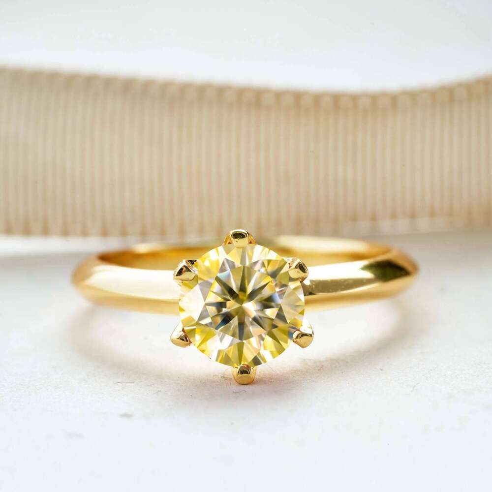 1.0 Ct 6.5mm moissanite ring for charm lady 925 sterling silver 18k gold plated Diamond Test Passed female jewelry gift 6fd