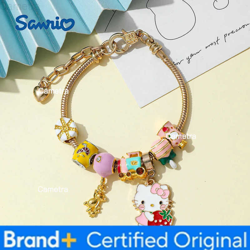 Sanrio Hello Kitty Strawberry Bracelet Kawaii DIY Charm Jewelry Cute Kitty Cat Gift for Girls Women H251229