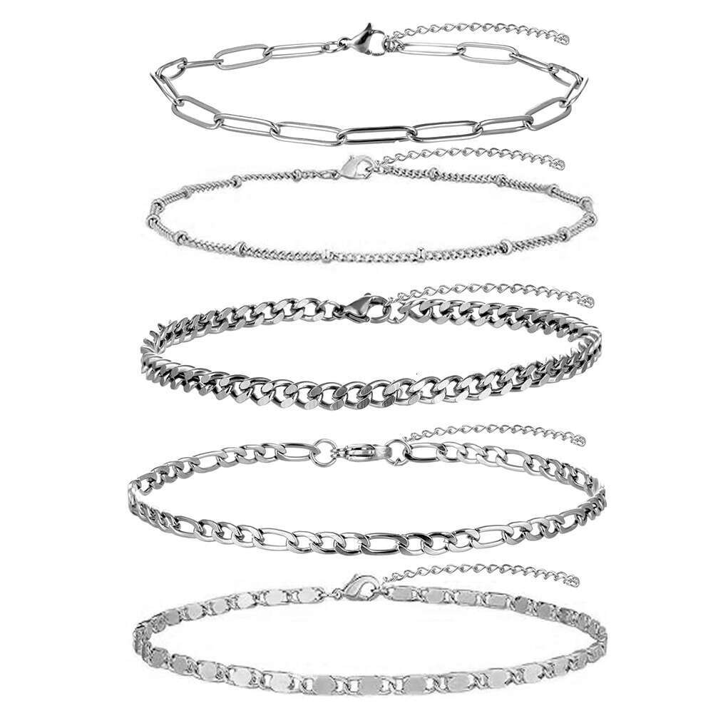 Bestseller Paperclip Beaded Snake Sailor Bracelet Anklet Adjustable Fashion Ins Style Foot Jewelry Set