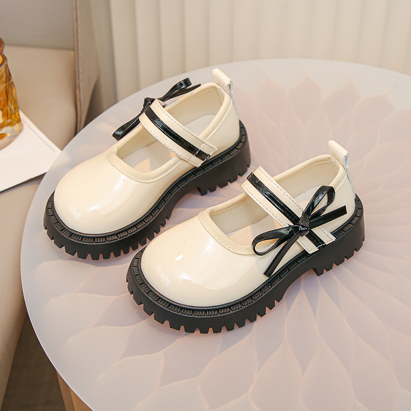kids shoes brand new spring autumn girls children pu leather shoes kid bow flats shoes size 21-30