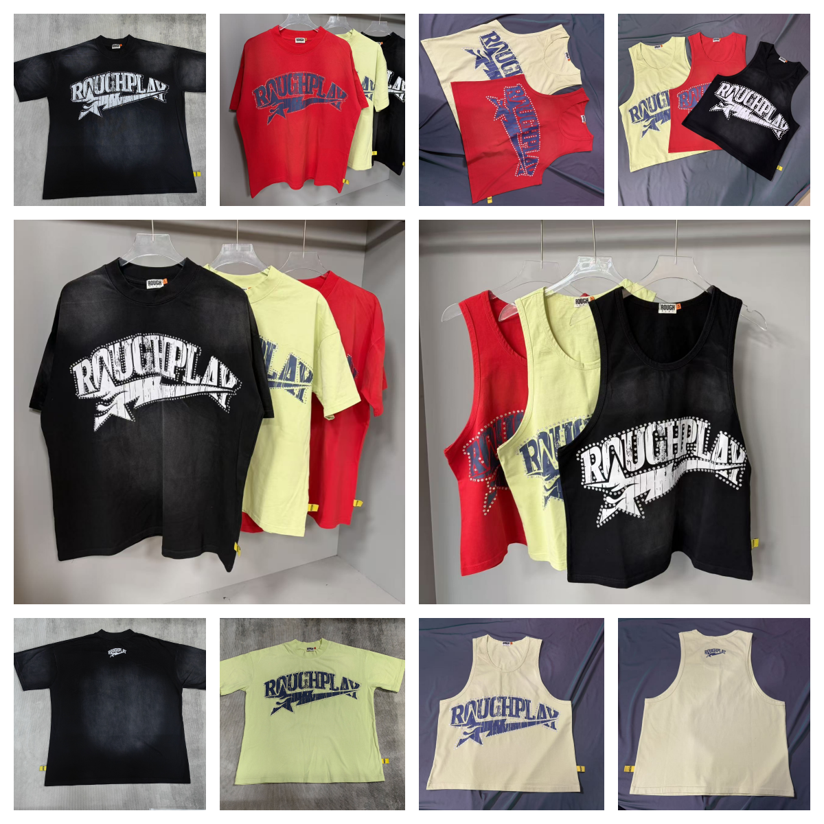 Men's T-Shirts High Quality Roughplay T Shirt Real Pictures All-match Men Women Hip-hop Streetwear Printed Hot Stamping Diamond Splicing Short Sl