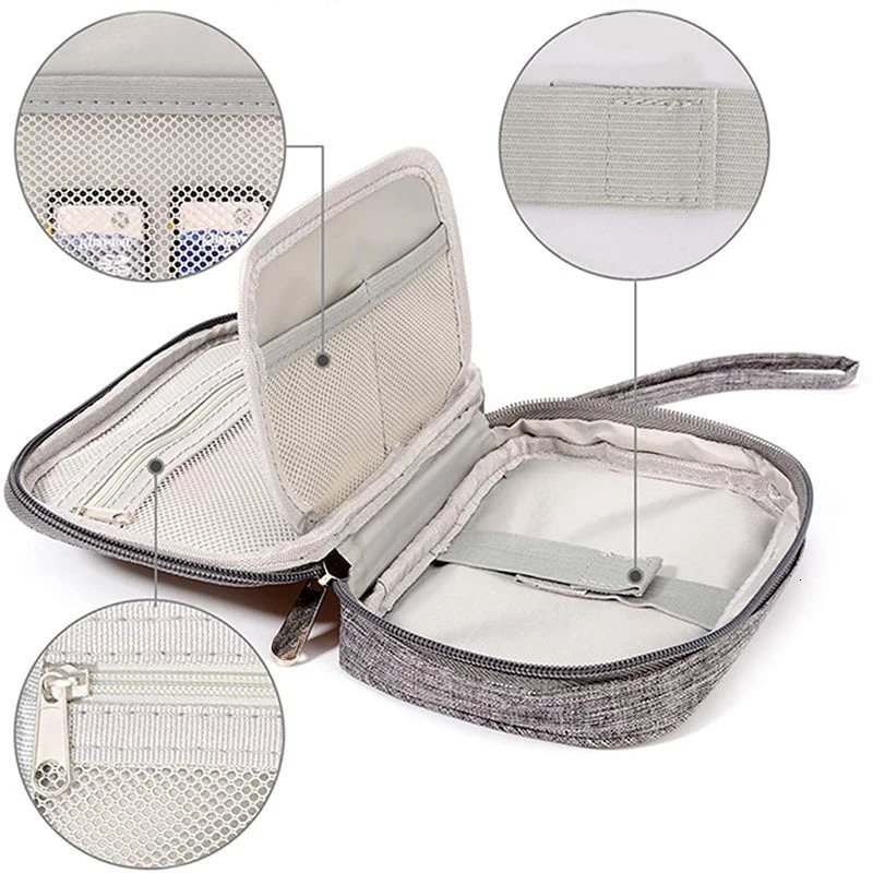Data Cable Storage Bag Portable Headphone Manager Digital Gadget Suitcase Double-layer Digital USB Hard Drive Protection Bag 251224
